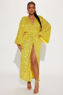 Dancing Queen Sequin Maxi Dress - Yellow sold by Fashion Nova