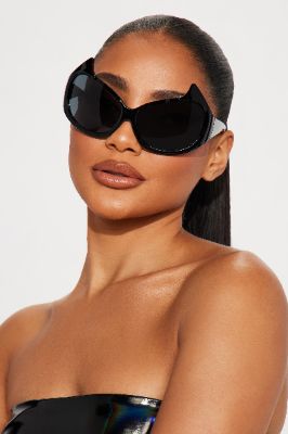 See No Evil Sunglasses - Black made by Fashion Nova