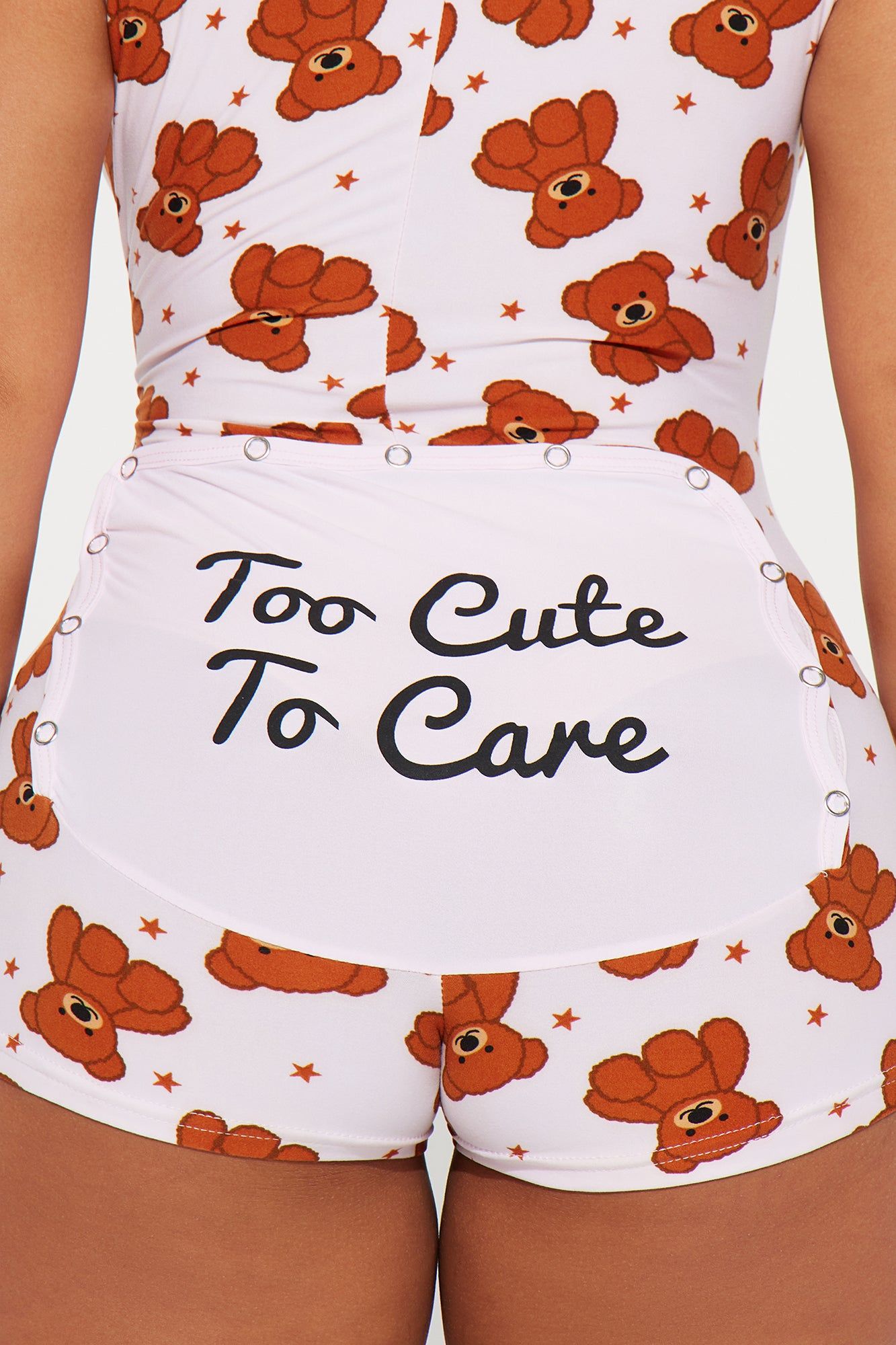 Too Cute To Care PJ Romper Onesie - Brown/combo sold by Fashion Nova product image thumbnail 3