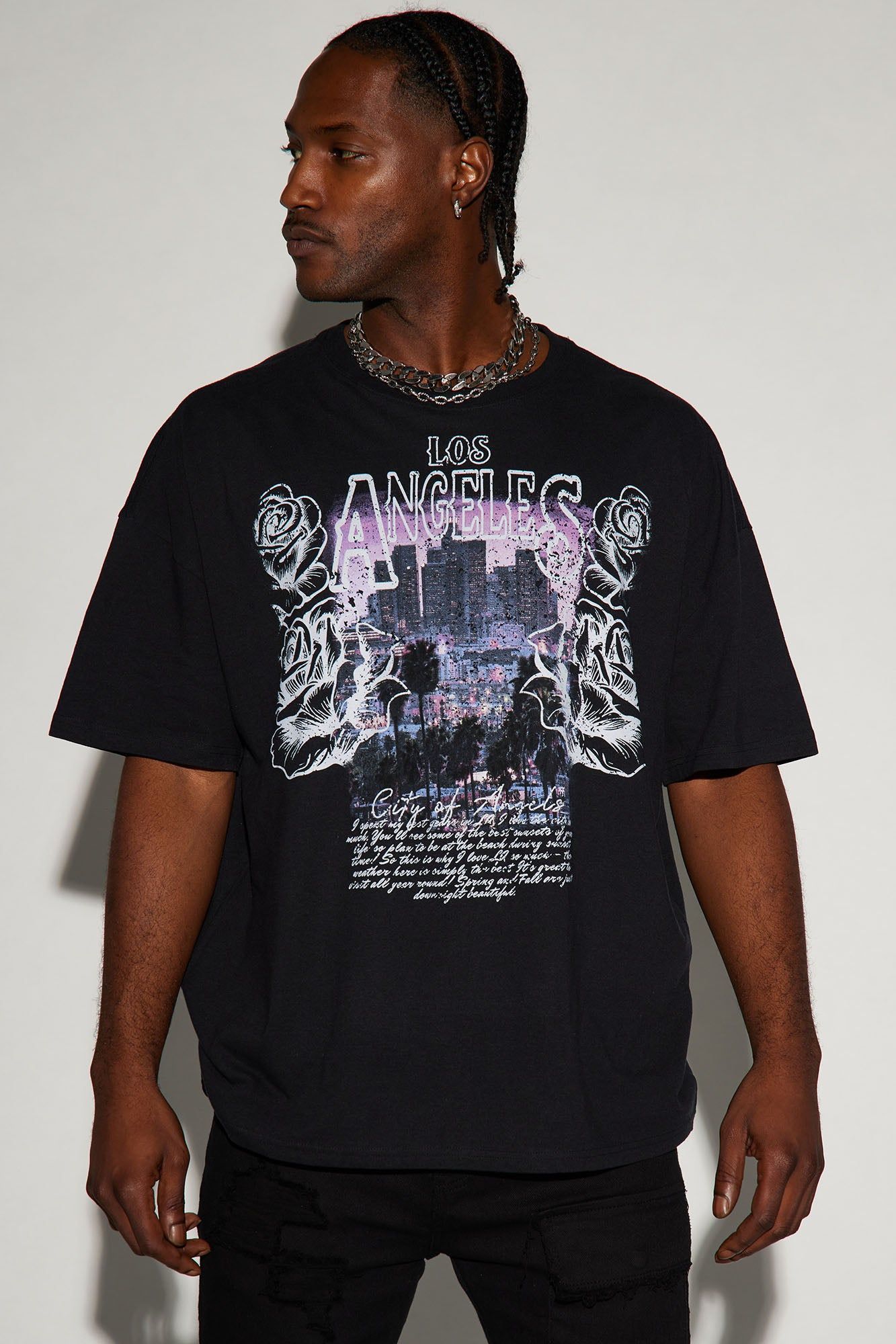 City Of Lost Angels Oversized Short Sleeve Tee - Black sold by Fashion Nova