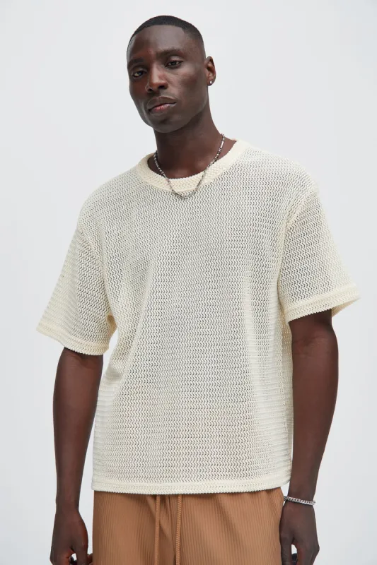 Open Knit Sweater Tee - Cream sold by Fashion Nova