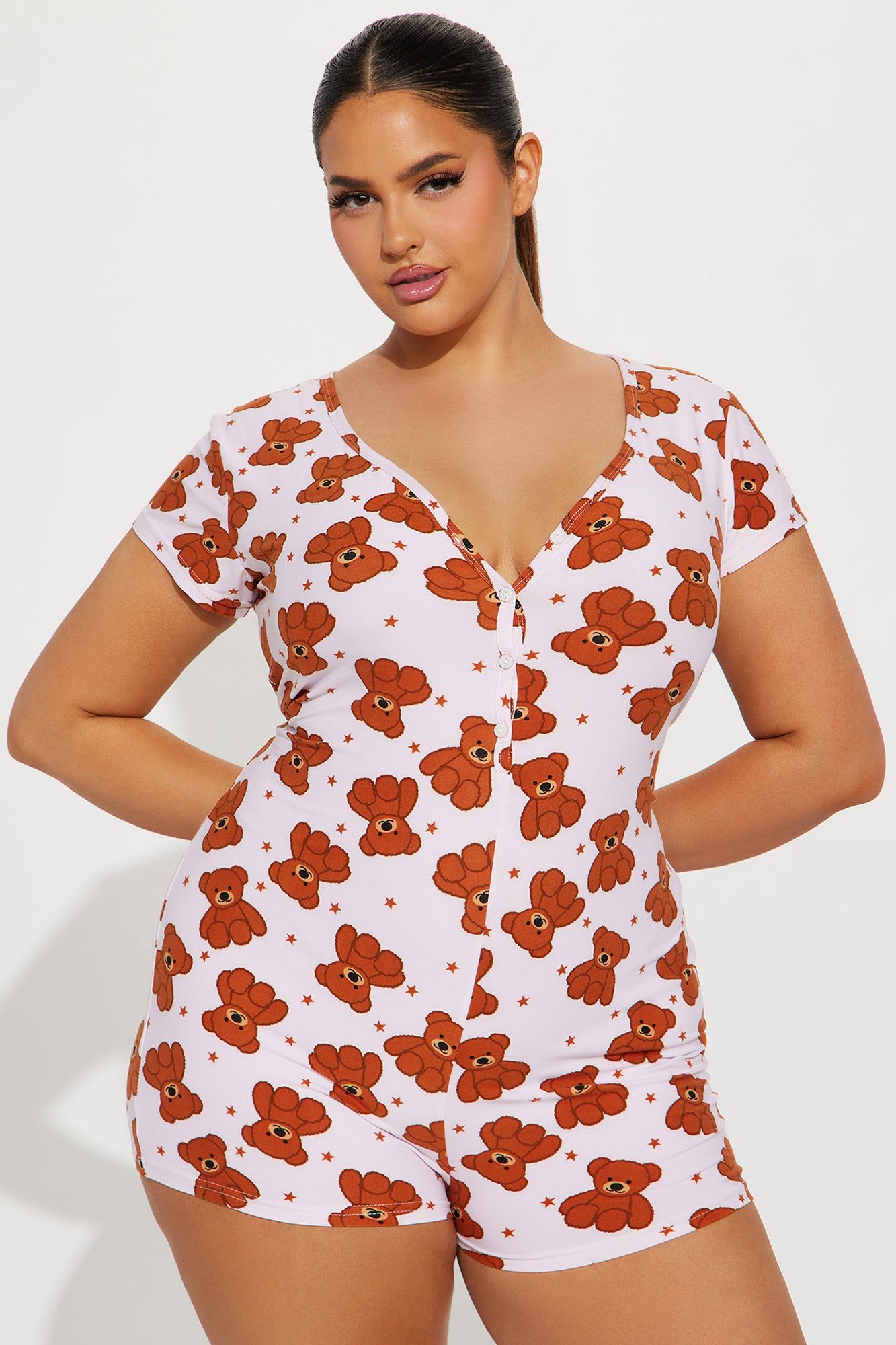 Too Cute To Care PJ Romper Onesie - Brown/combo sold by Fashion Nova product image thumbnail 5