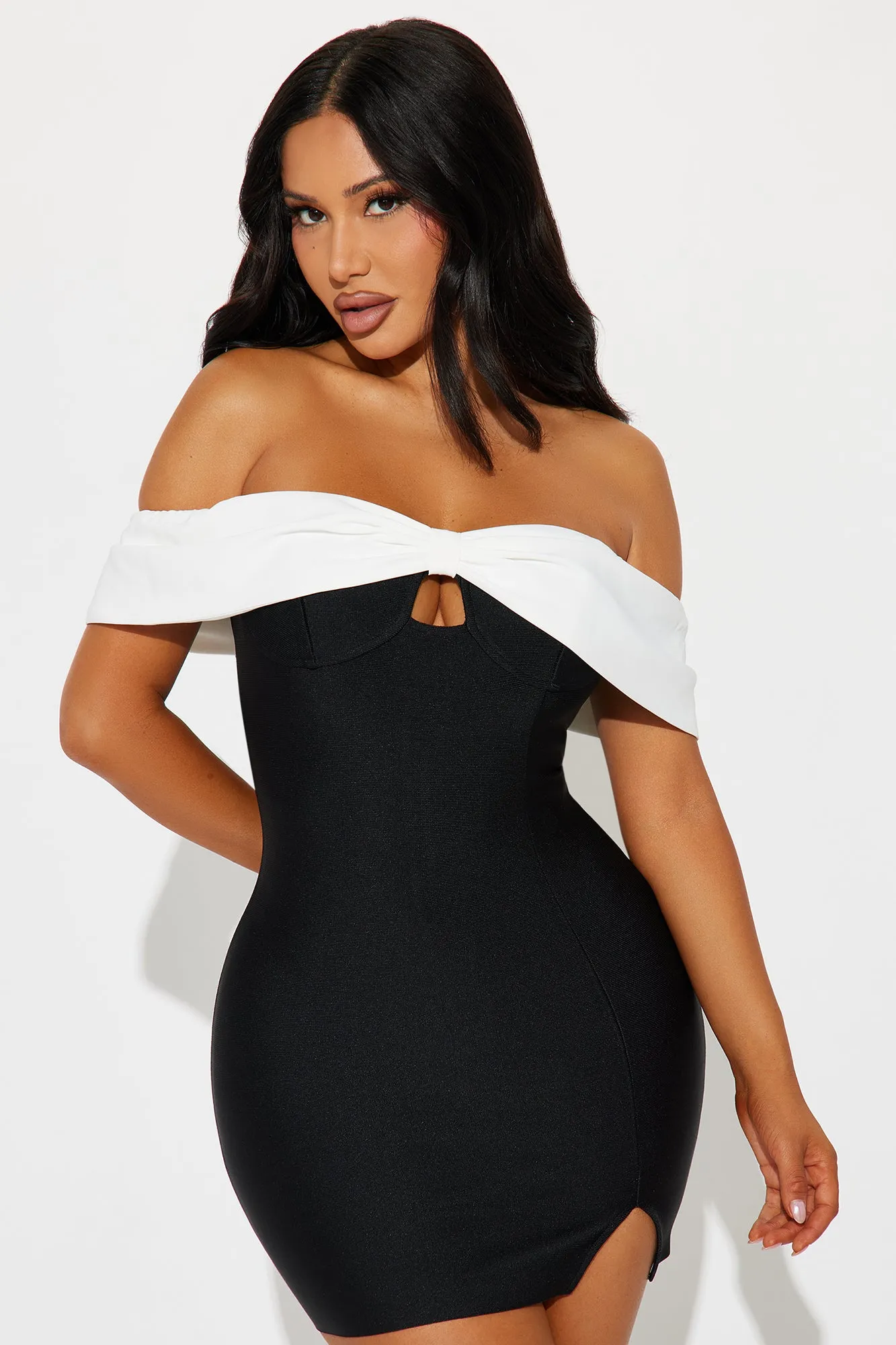 Ariella Bandage Micro Mini Dress - Black/White sold by Fashion Nova