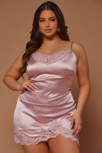 Eloise Satin Lace Mini Dress - Rose sold by Fashion Nova