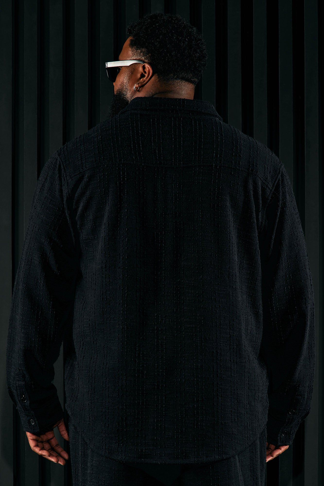Jordan Textured Long Sleeve Button Up Shirt - Black sold by Fashion Nova product image thumbnail 10