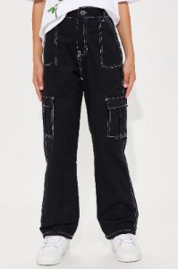 Mini Contrast Cargo Twill Pant - Black sold by Fashion Nova