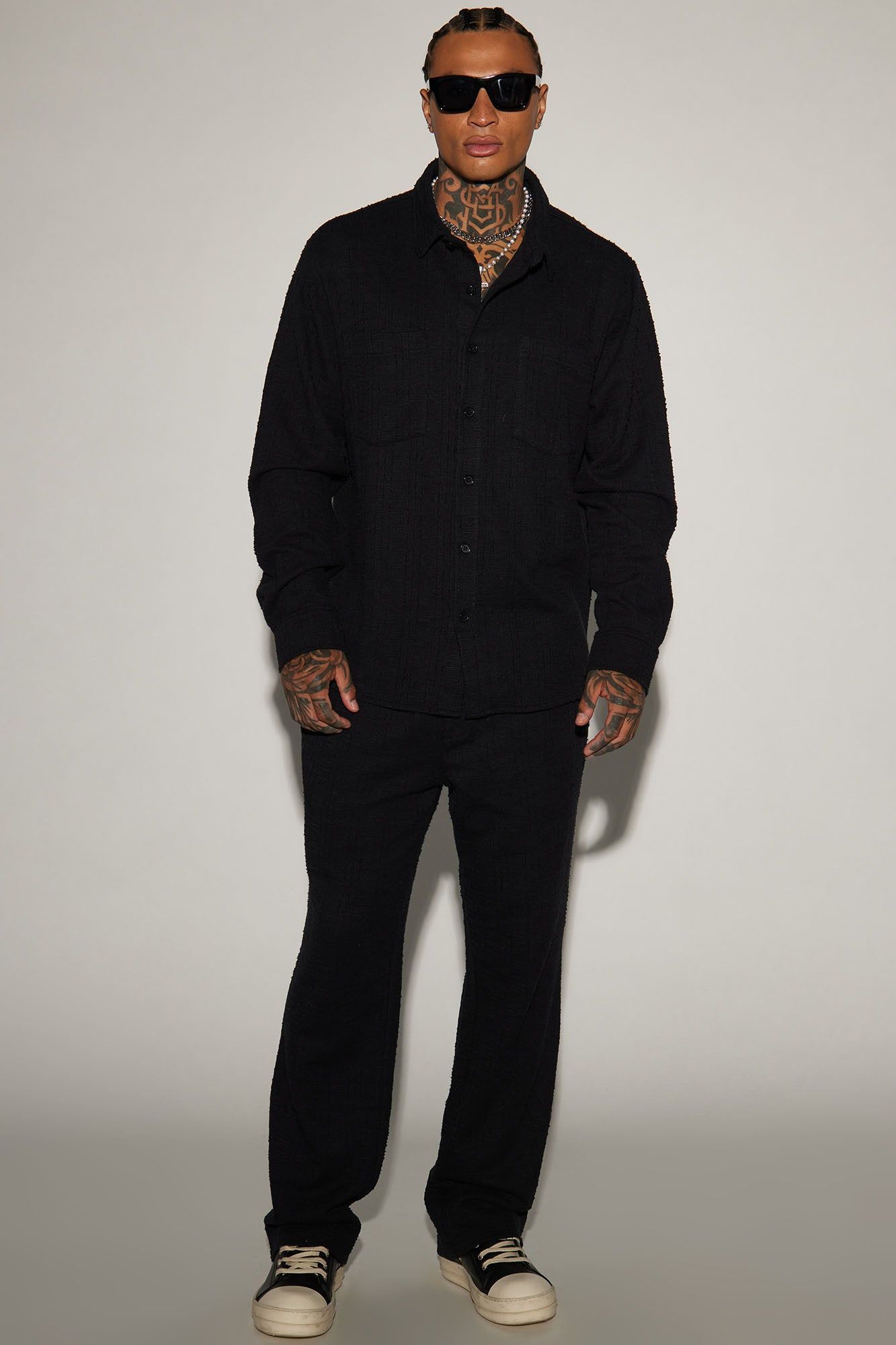 Jordan Textured Long Sleeve Button Up Shirt - Black sold by Fashion Nova product image thumbnail 5