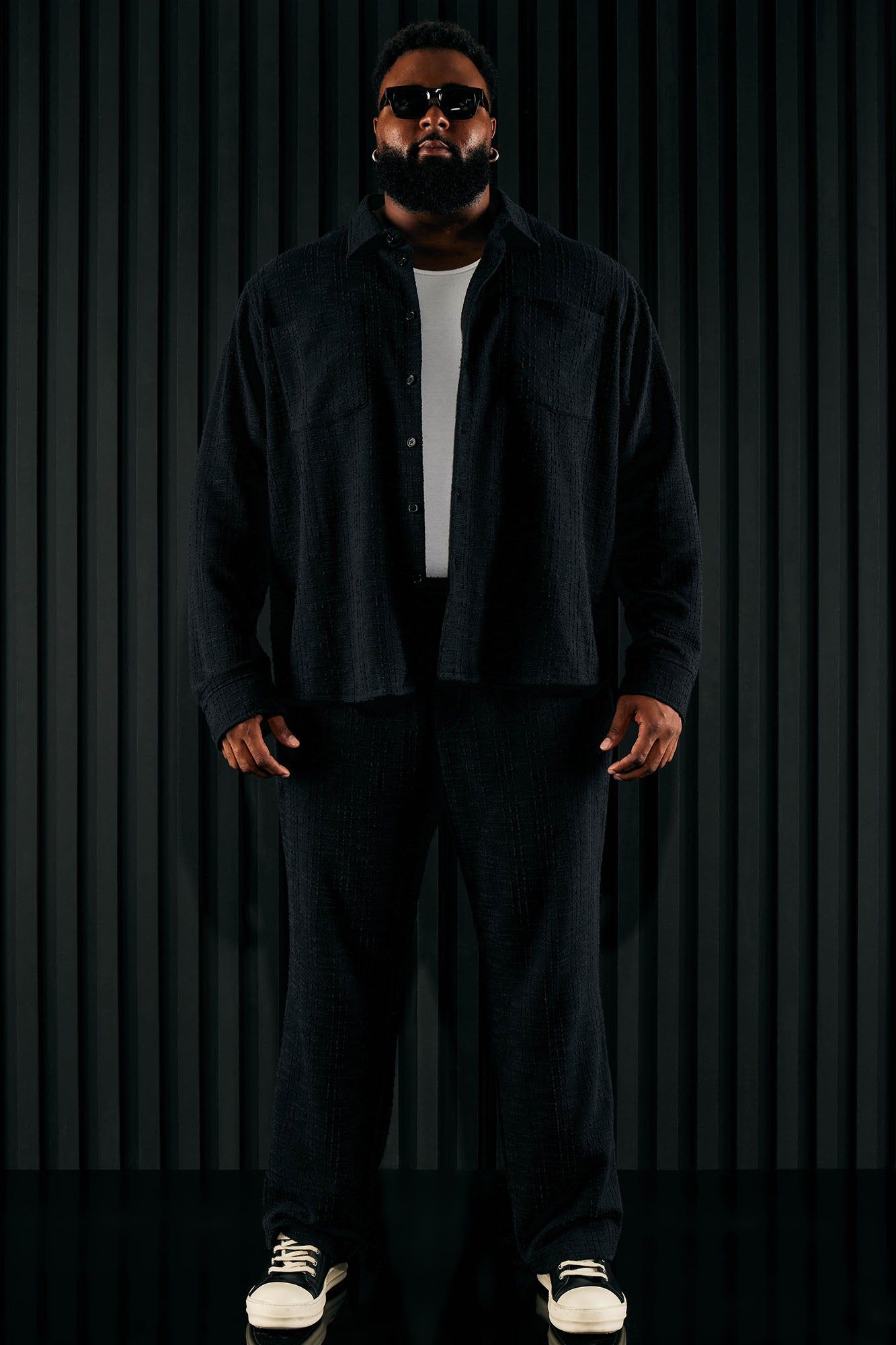 Jordan Textured Long Sleeve Button Up Shirt - Black sold by Fashion Nova product image thumbnail 9