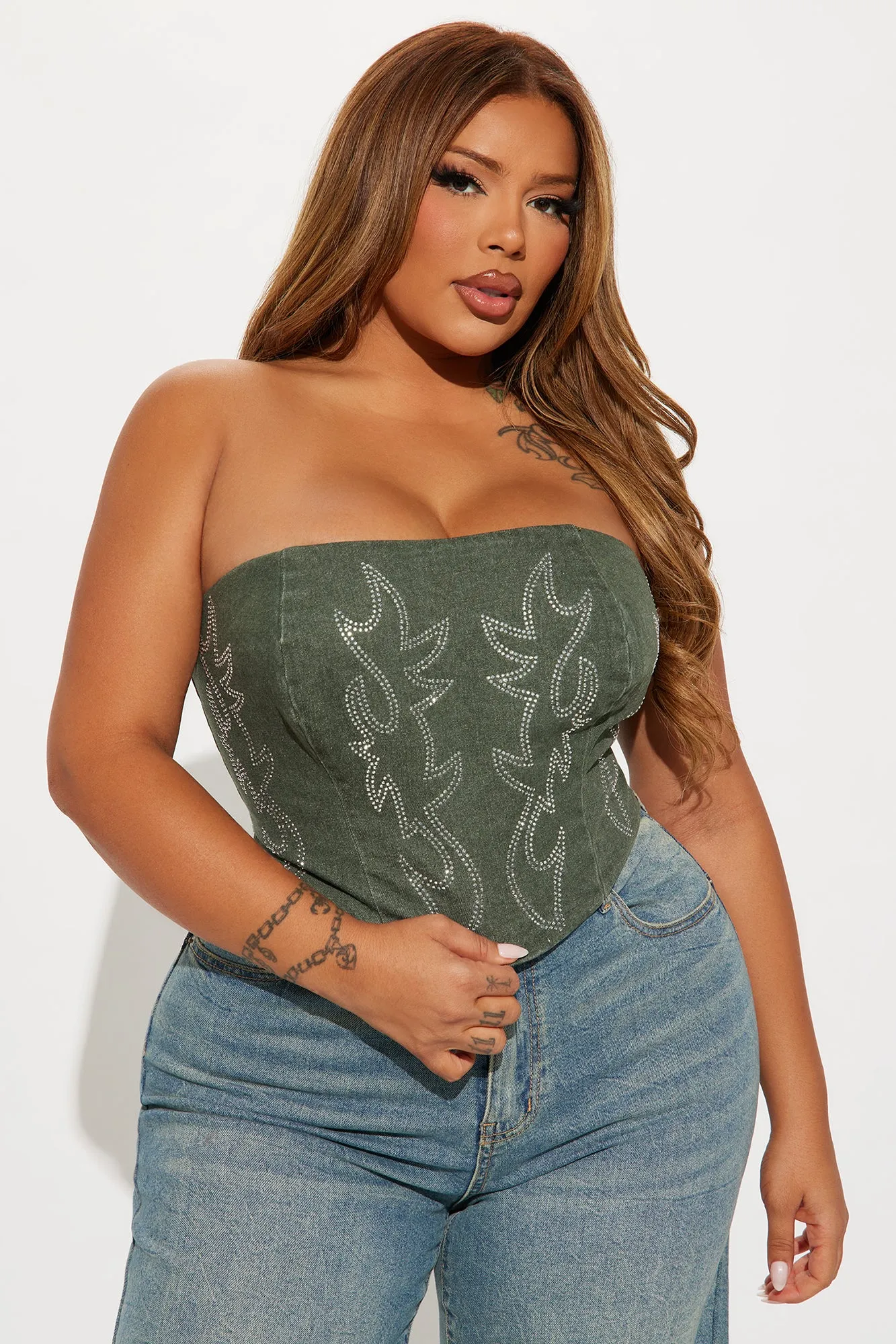 Jessie Embellished Corset Top - Green sold by Fashion Nova product image thumbnail 5