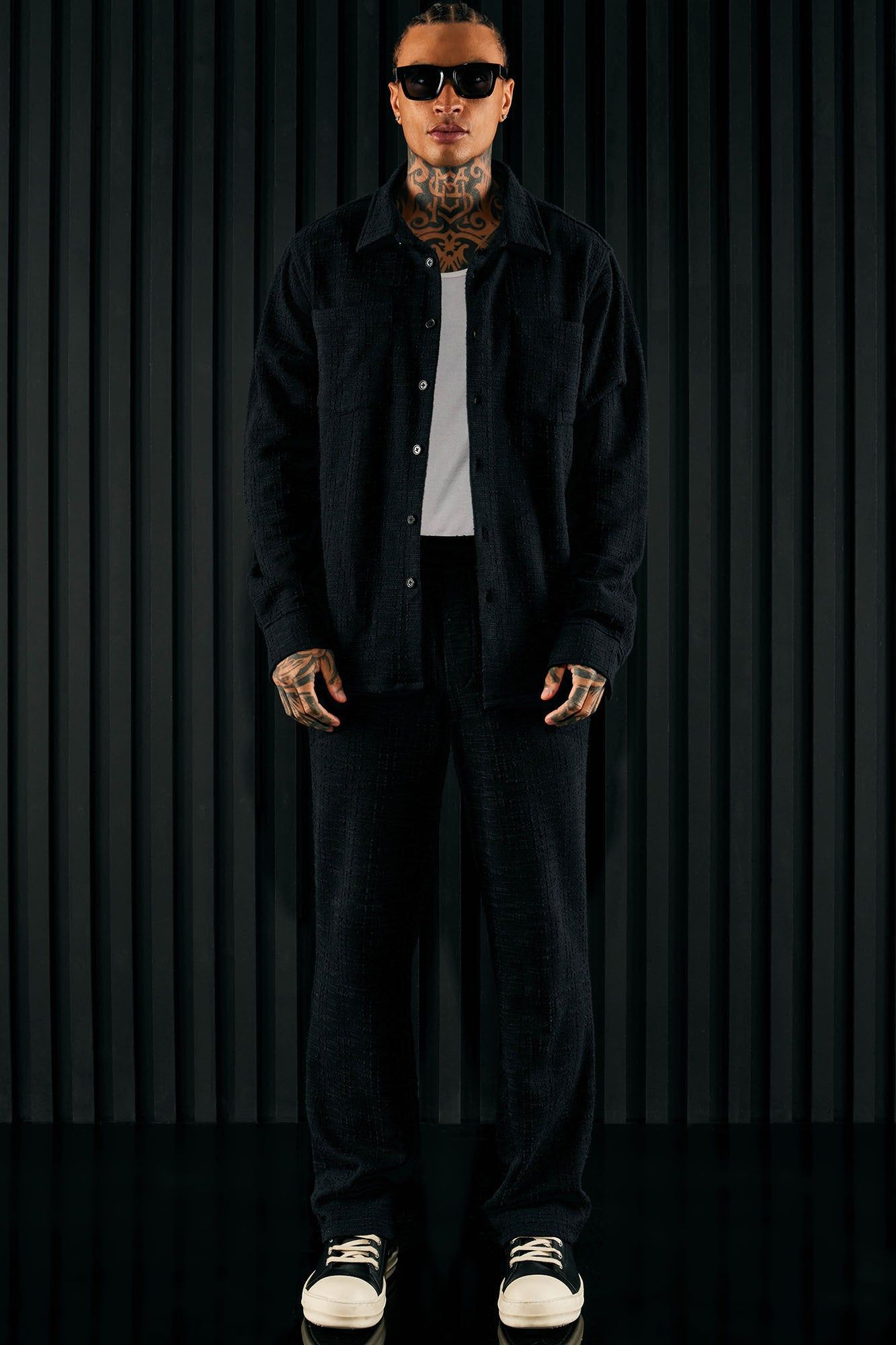 Jordan Textured Long Sleeve Button Up Shirt - Black sold by Fashion Nova product image thumbnail 2