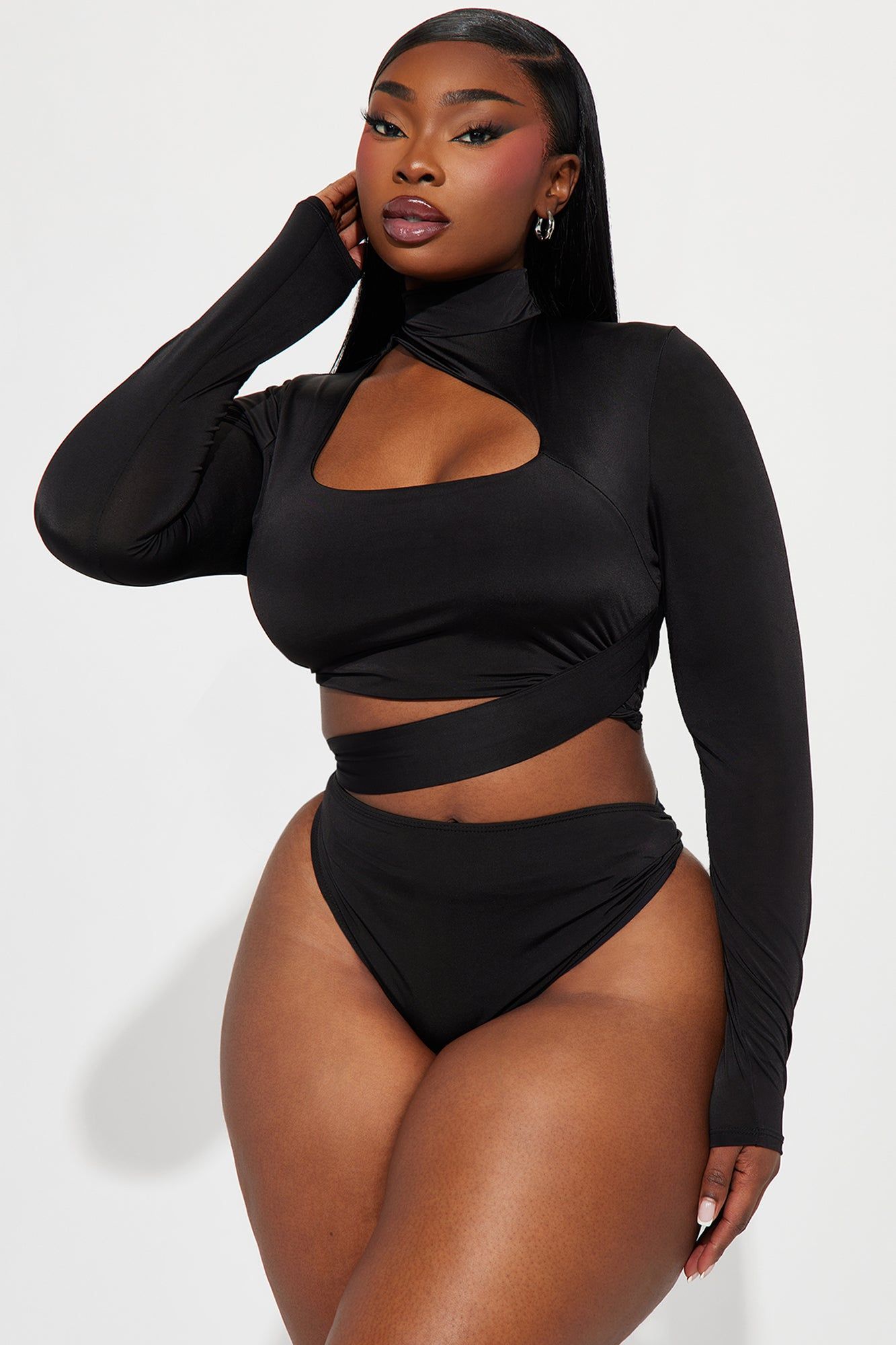 Stay Awhile Long Sleeve Bodysuit - Black sold by Fashion Nova product image thumbnail 5