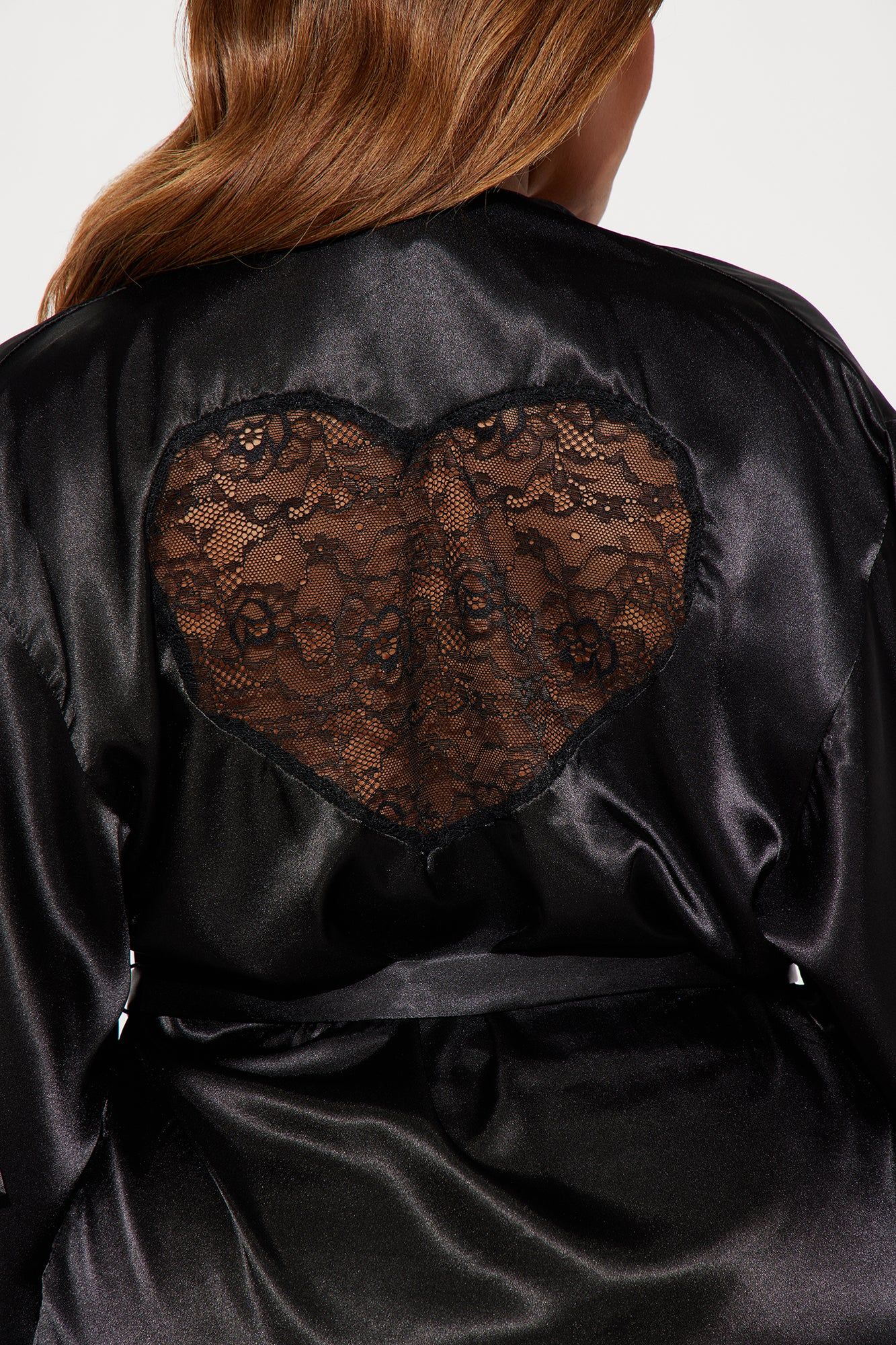 Amore Lace Satin Robe - Black sold by Fashion Nova product image thumbnail 5