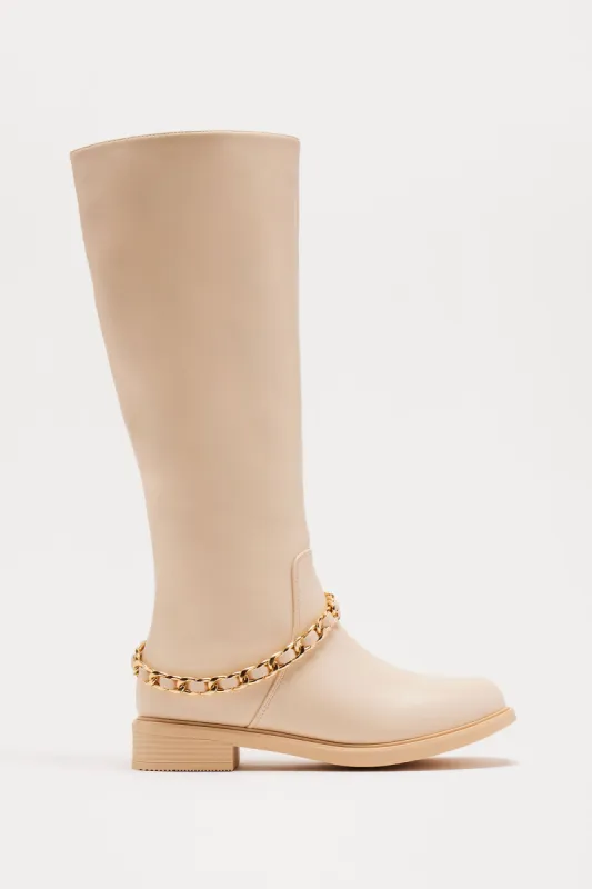 Valerie Knee High Boots - Cream sold by Fashion Nova