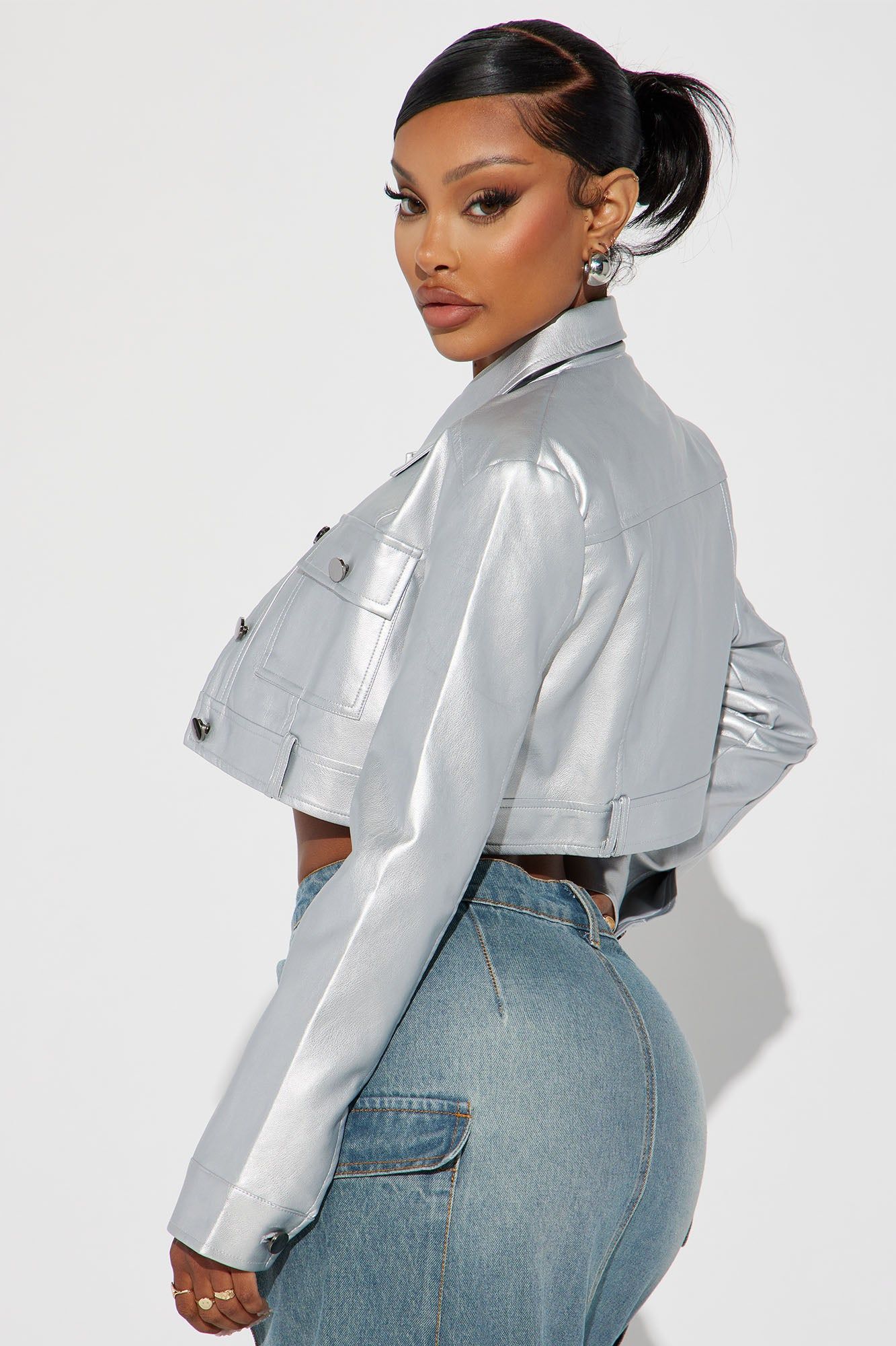 On My Way Cropped Jacket - Silver sold by Fashion Nova product image thumbnail 3