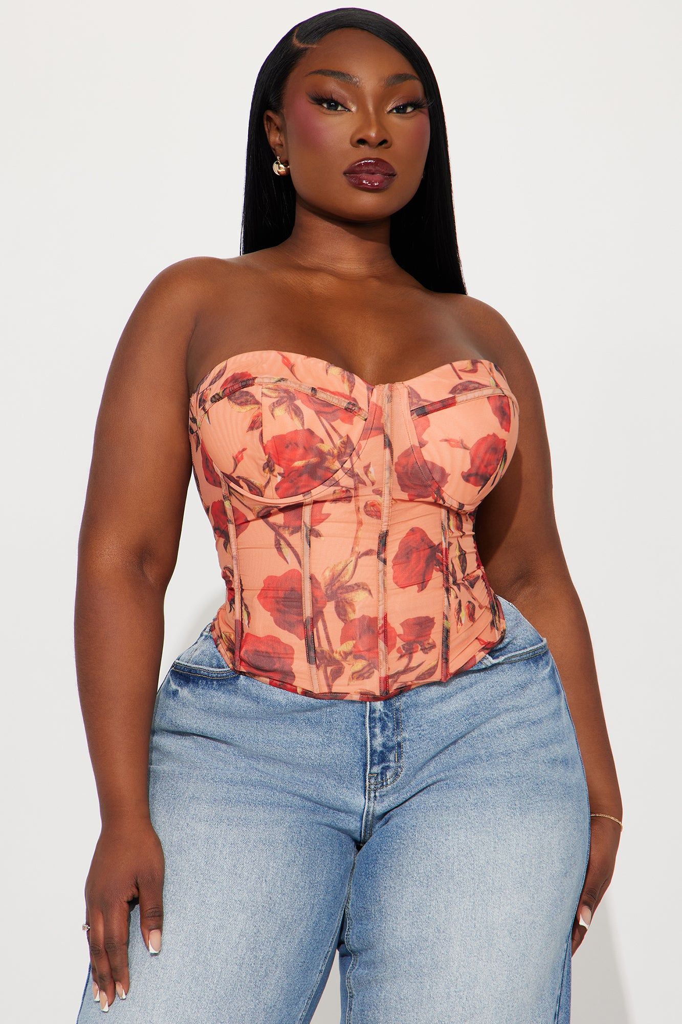 Lovers Kiss Corset Top - Coral/combo sold by Fashion Nova product image thumbnail 5