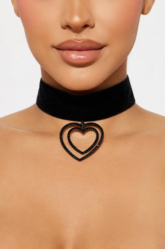 Hearts Of Hearts Choker Necklace - Black sold by Fashion Nova