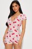 Sweet Cherries PJ Romper Onesie - Pink/combo sold by Fashion Nova