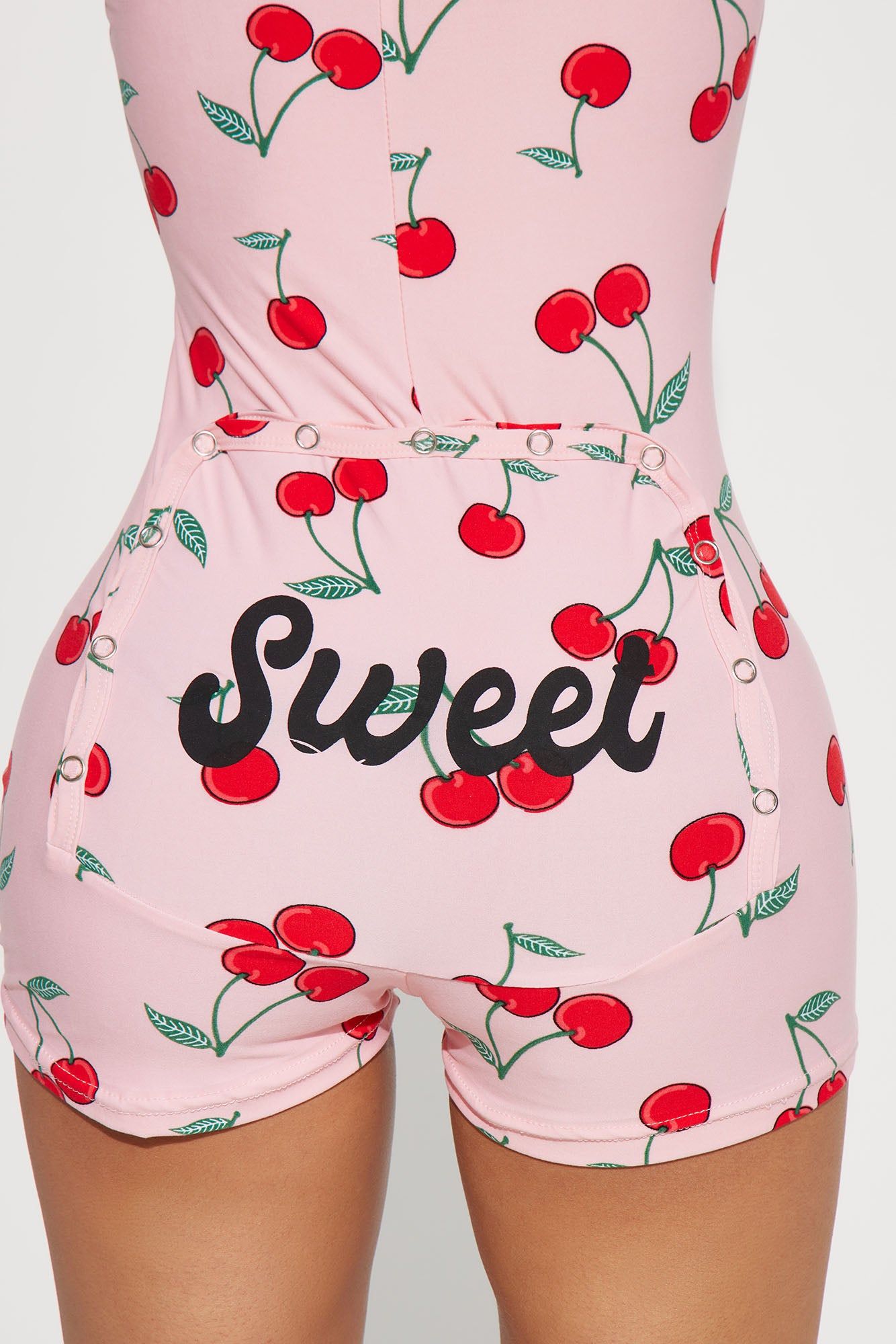 Sweet Cherries PJ Romper Onesie - Pink/combo sold by Fashion Nova product image thumbnail 4