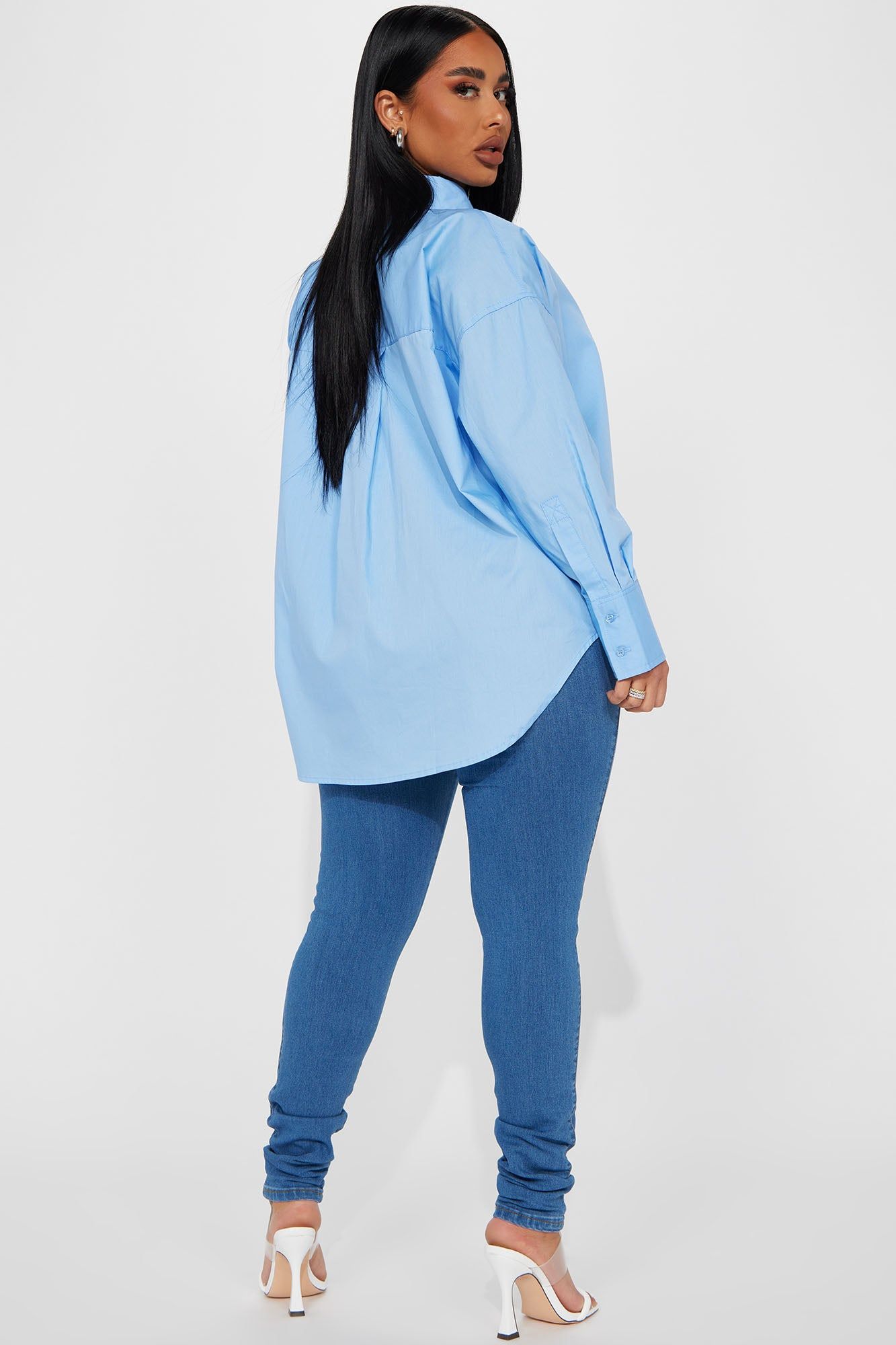 Closet Staple Poplin Shirt - Blue sold by Fashion Nova product image thumbnail 3