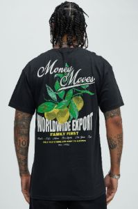 Money Moves Worldwide Export Short Sleeve Tee - Black sold by Fashion Nova