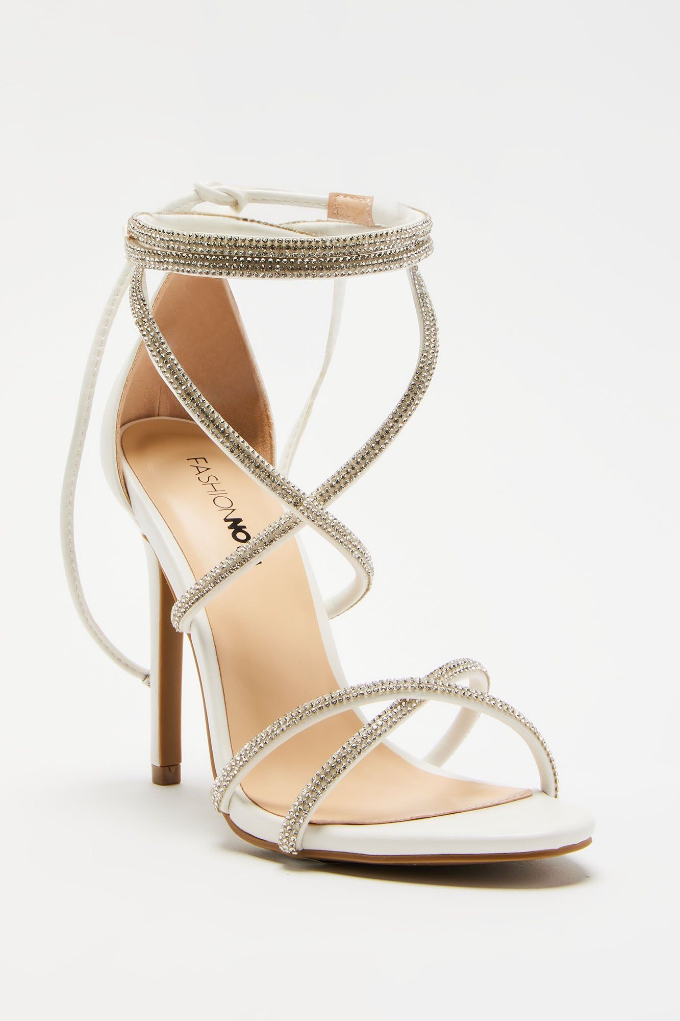 Time Of My Life Wrap Up Heels - White sold by Fashion Nova