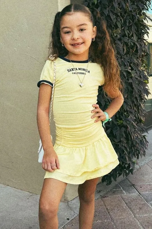 Mini Santa Monica Babe Skirt Set - Yellow/combo sold by Fashion Nova