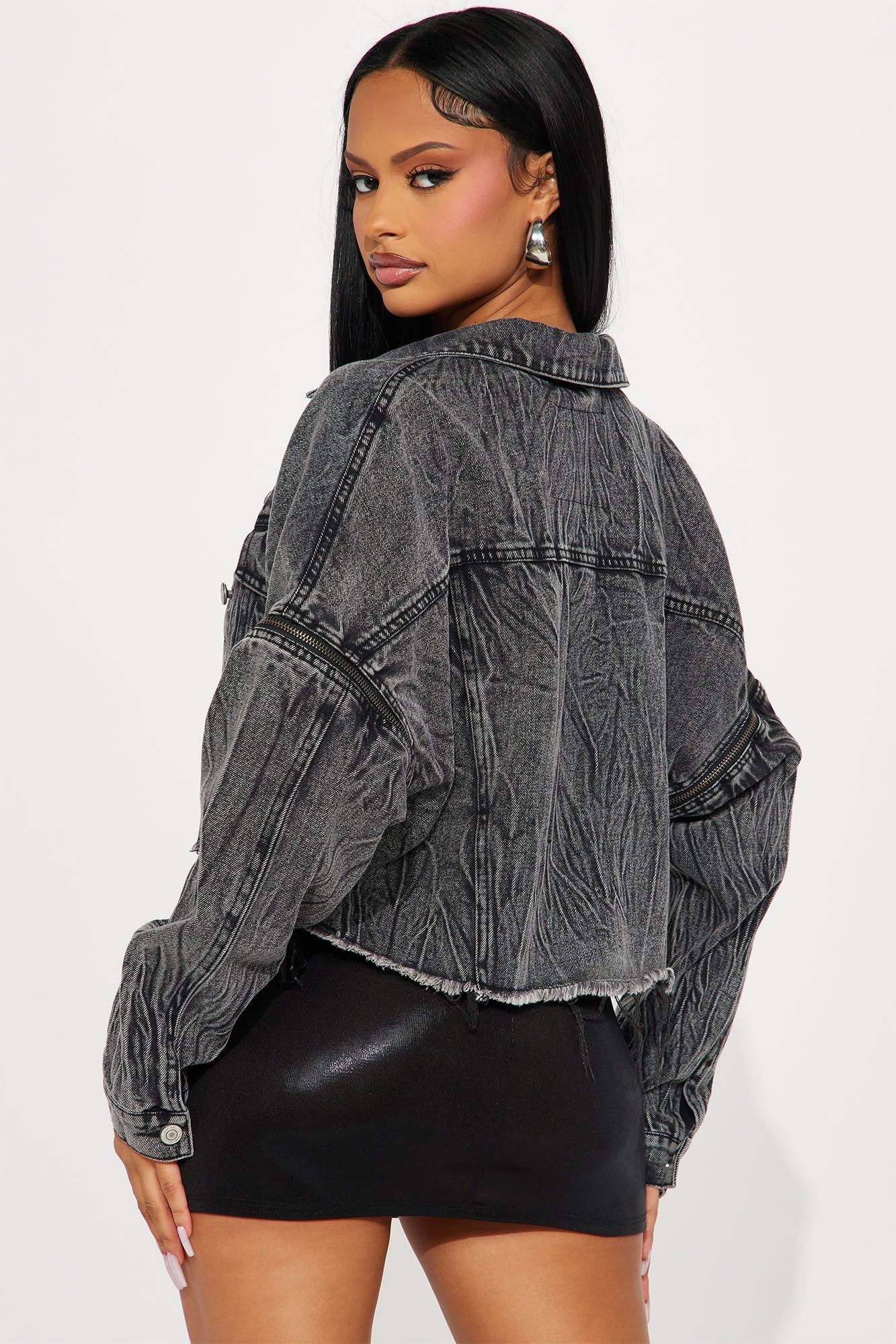 Risk It All Convertible Denim Jacket - Black Wash sold by Fashion Nova product image thumbnail 5