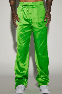 Florence Satin Relaxed Flare Trousers - Green sold by Fashion Nova