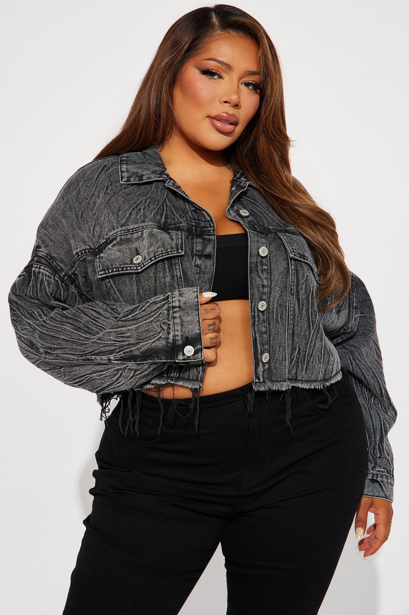Risk It All Convertible Denim Jacket - Black Wash sold by Fashion Nova product image thumbnail 6