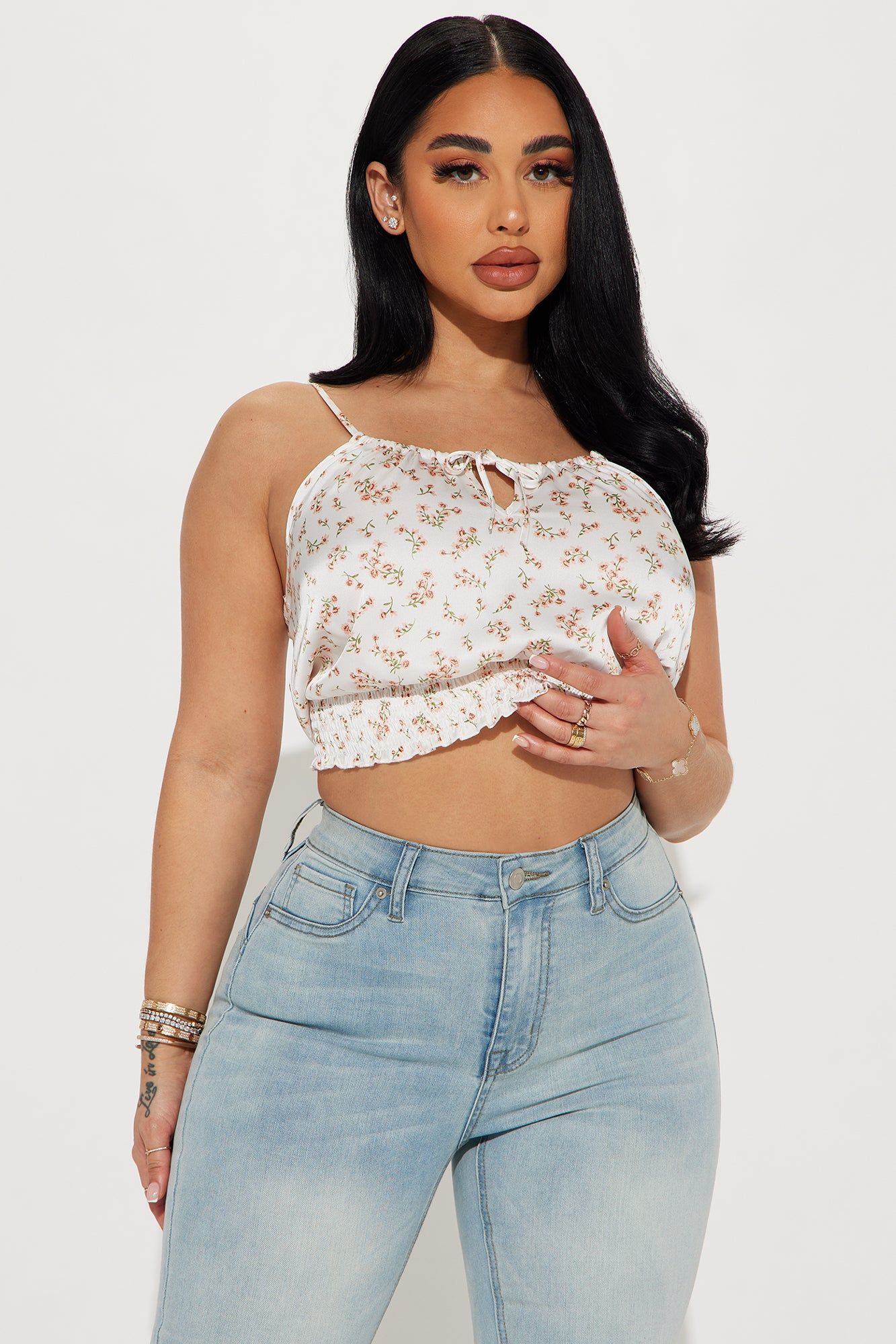 Melonie Cami Top - Off White/combo sold by Fashion Nova