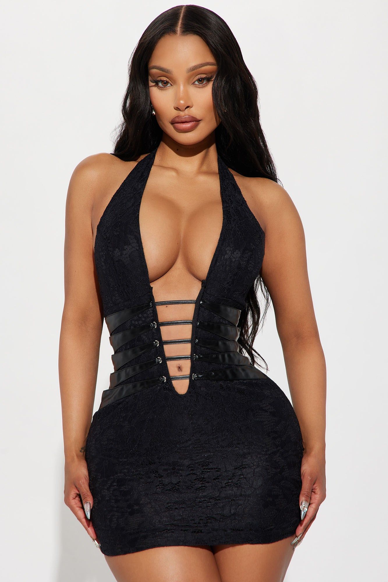 kendra lace mini dress black Kendra Rhinestone V-Neck Party Mini Dress main image 0