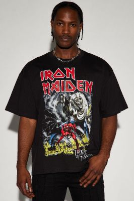 Iron Maiden The Number Of The Beast Oversized Short Sleeve Tee - Black sold by Fashion Nova