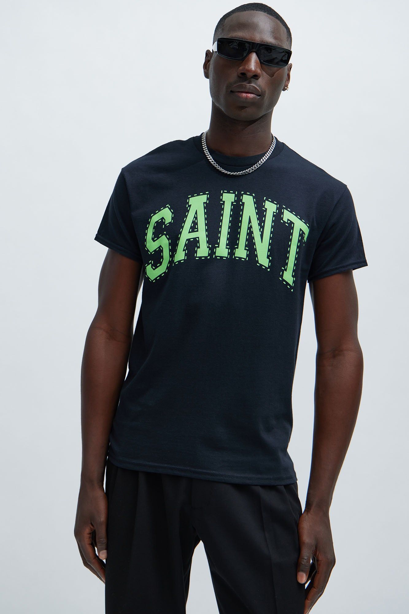 Neon Saint Short Sleeve Tee - Black sold by Fashion Nova