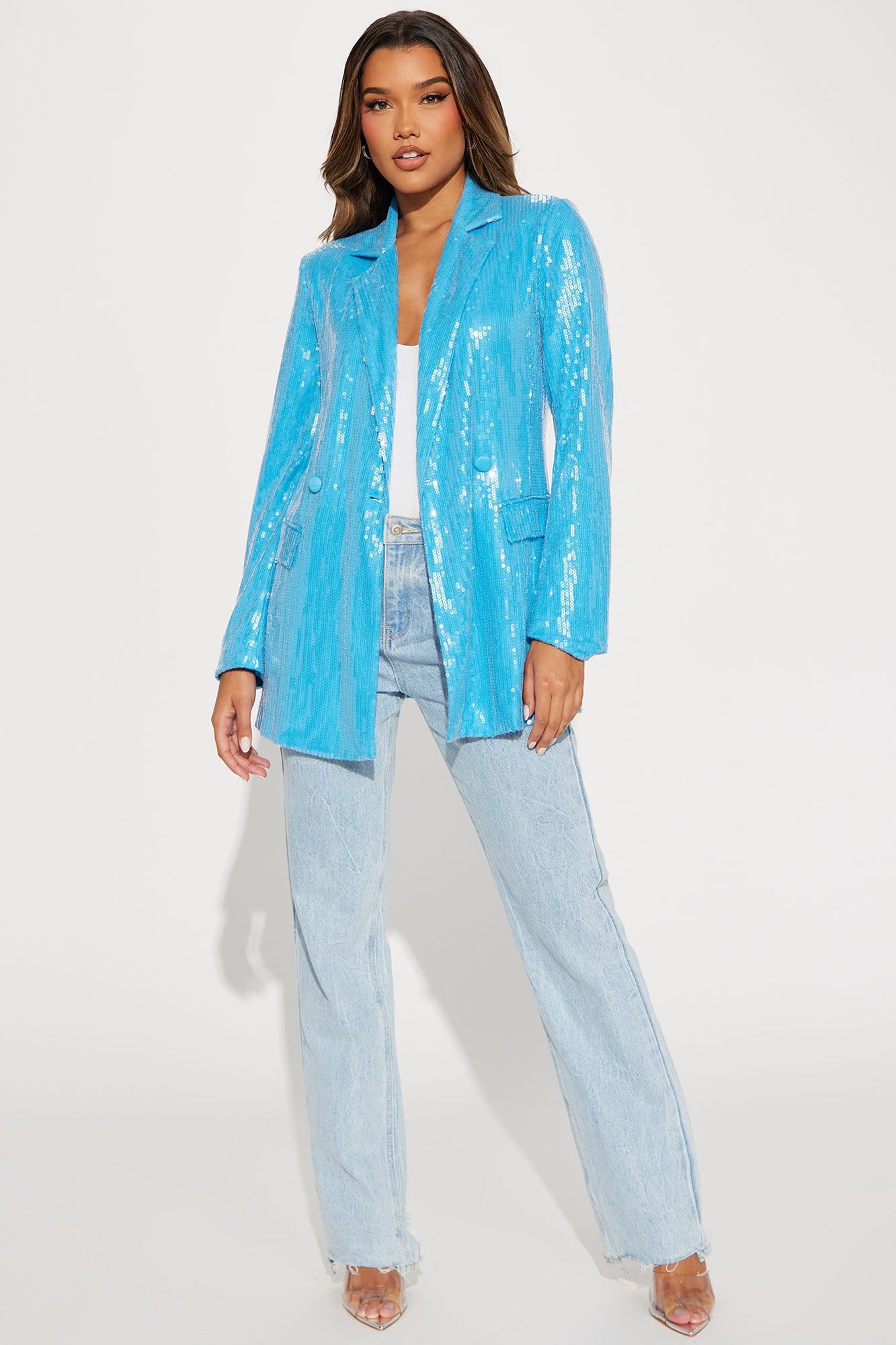 Alana Sequin Blazer - Aqua sold by Fashion Nova product image thumbnail 2