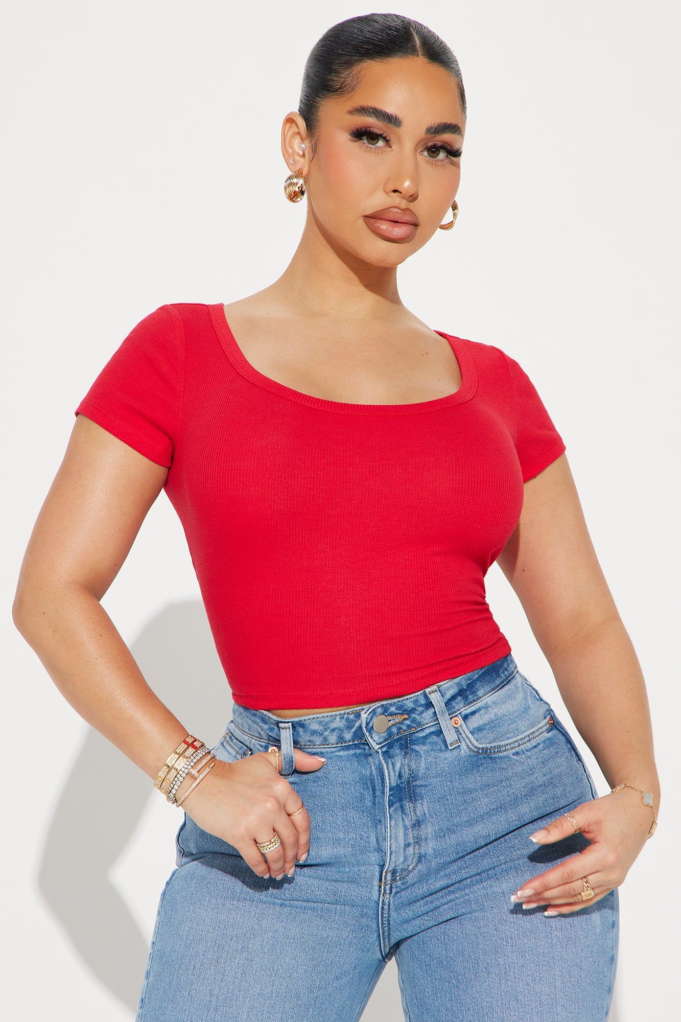 Amelia Scoop Neck Top - Red sold by Fashion Nova