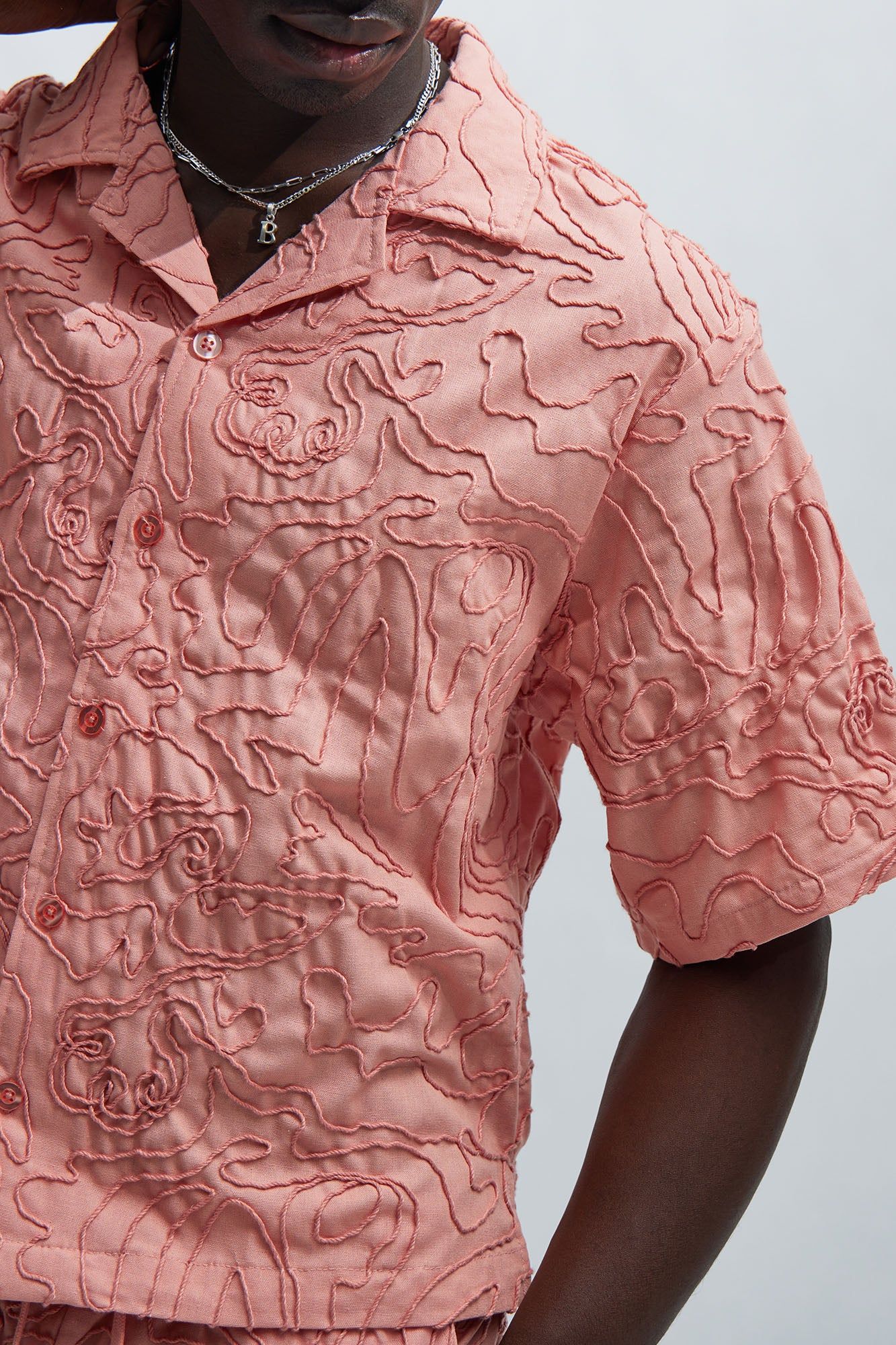 Swirl Jacquard Linen Shirt - Pink sold by Fashion Nova product image thumbnail 3