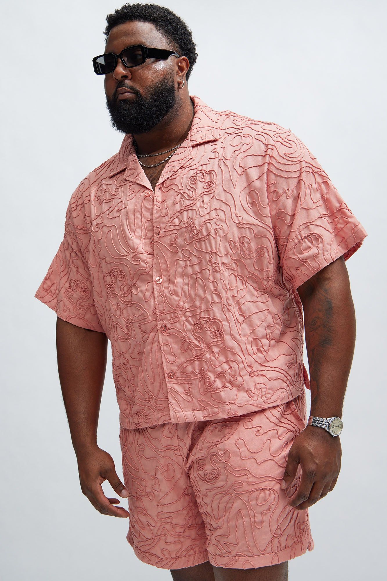 Swirl Jacquard Linen Shirt - Pink sold by Fashion Nova product image thumbnail 5