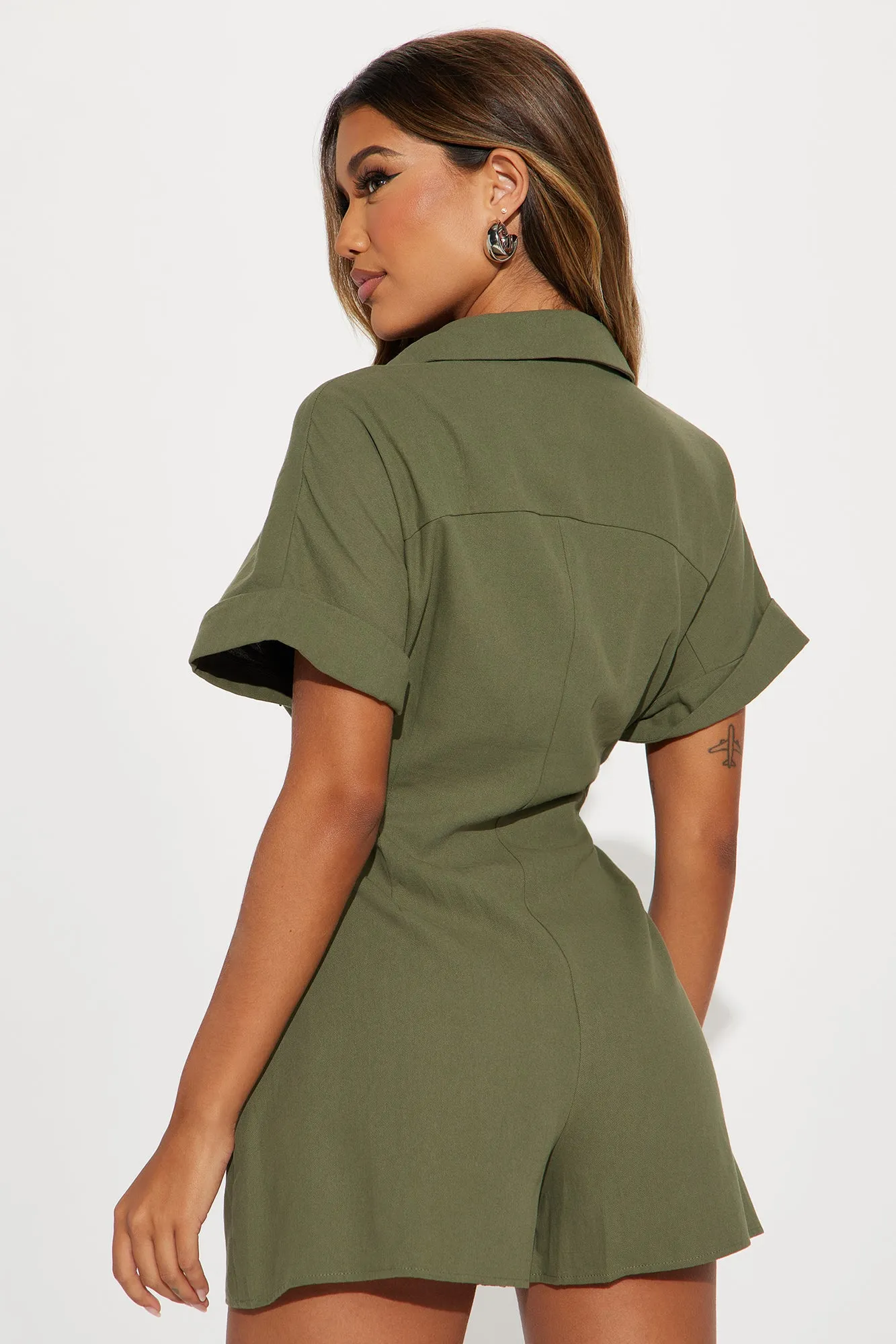 Press The Facts Romper - Olive sold by Fashion Nova product image thumbnail 2