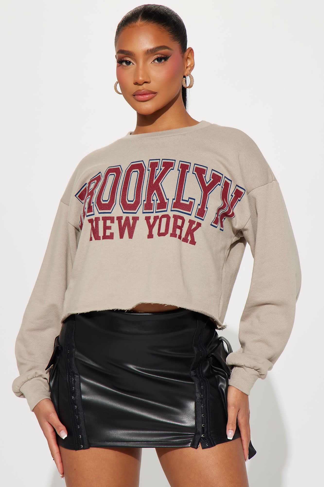 Brooklyn NY Crop Top - Taupe sold by Fashion Nova