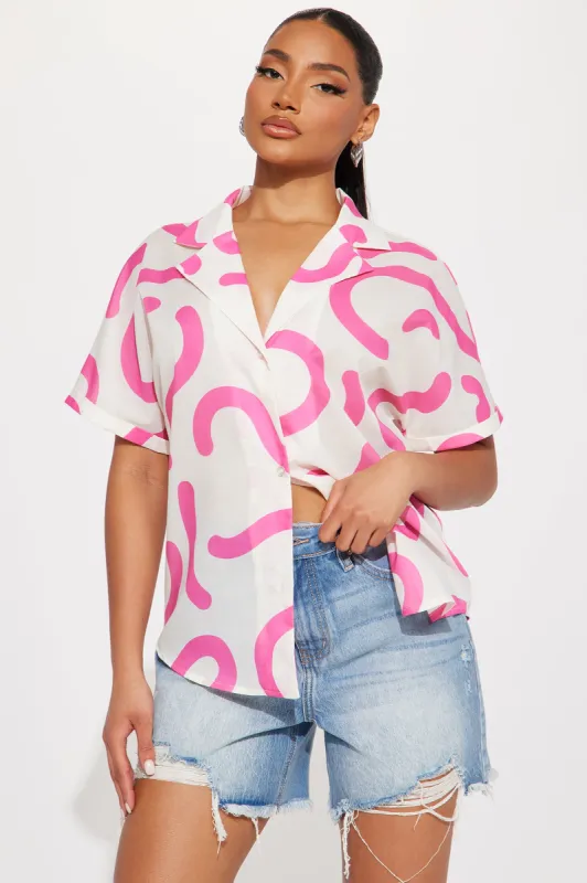 Cosmopolitan Shirt - Cream/combo sold by Fashion Nova