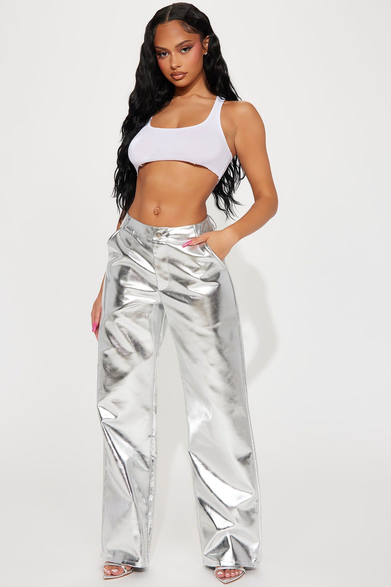 Disco Party Metallic Pant - Silver sold by Fashion Nova