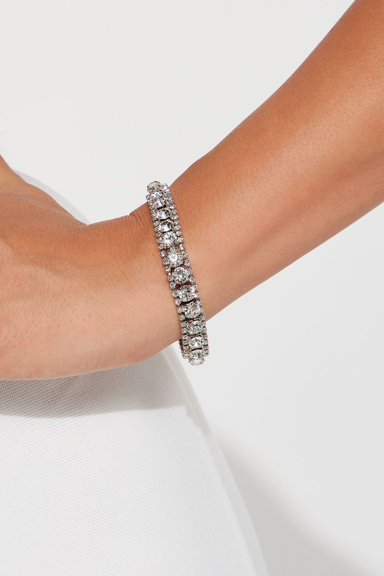 Blinged Out Bracelet - Clear/Silver sold by Fashion Nova