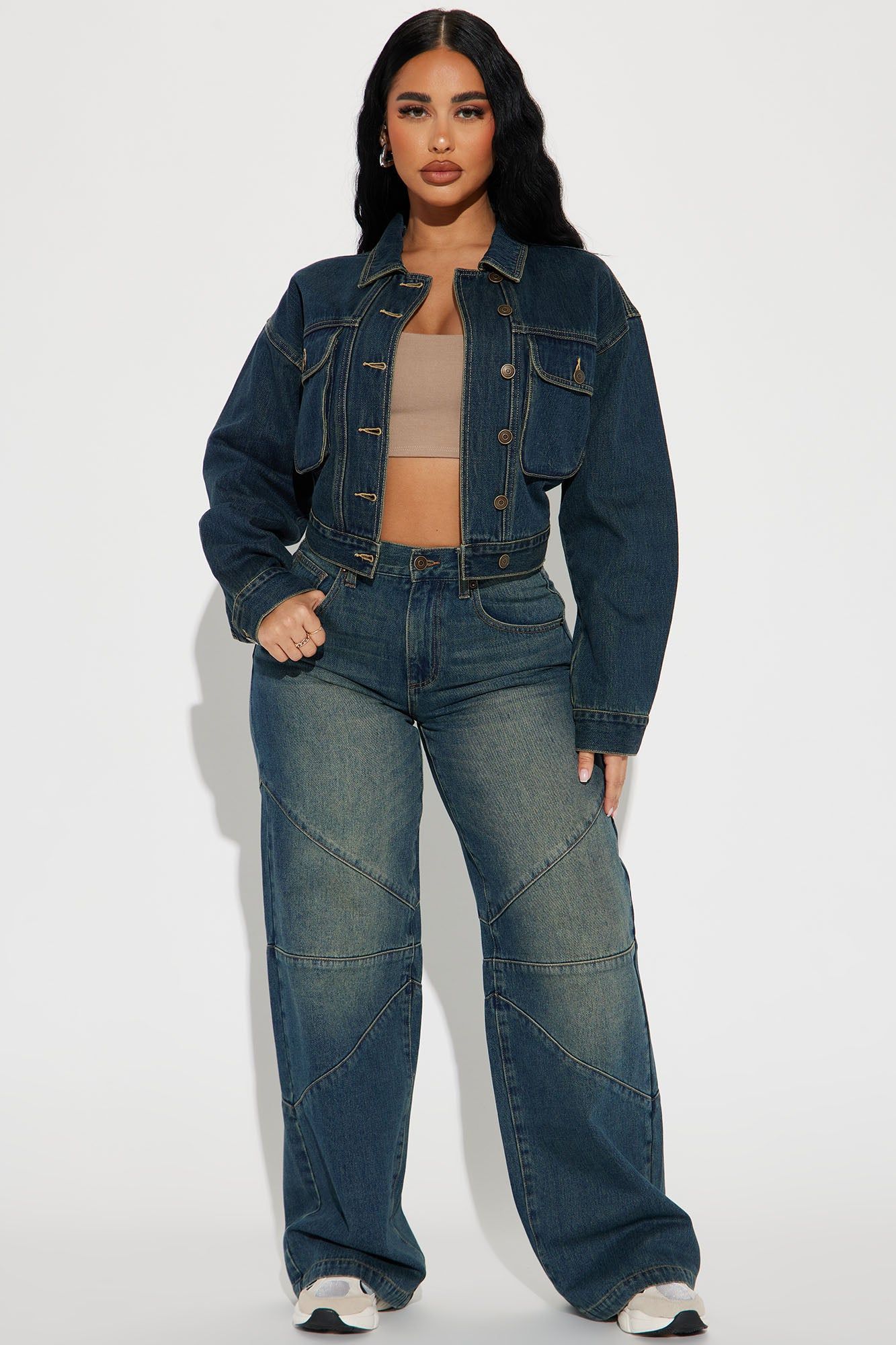 Isobel Tinted Baggy Jeans - Dark Wash sold by Fashion Nova