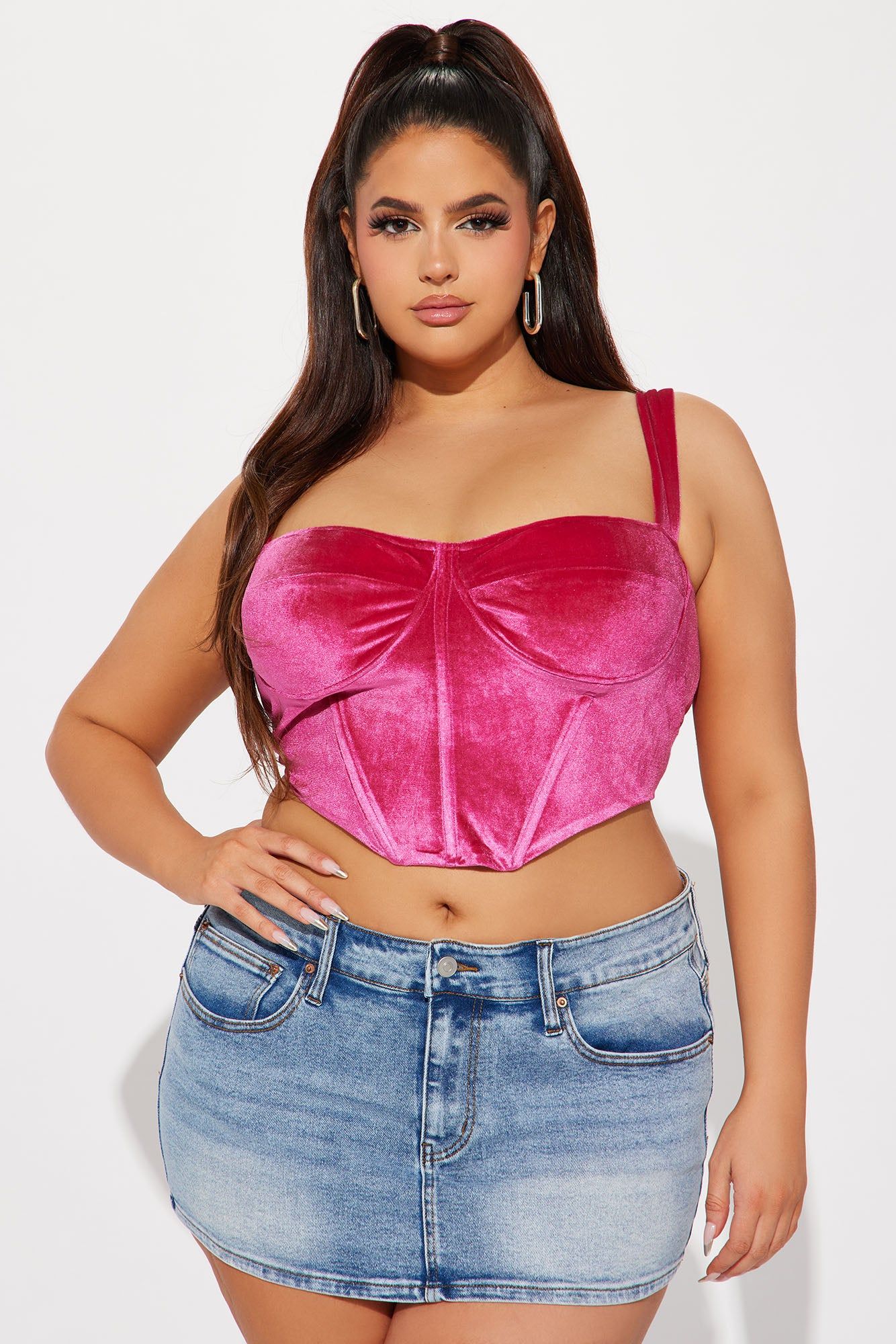 Lolita Velvet Corset Top - Fuchsia sold by Fashion Nova product image thumbnail 4
