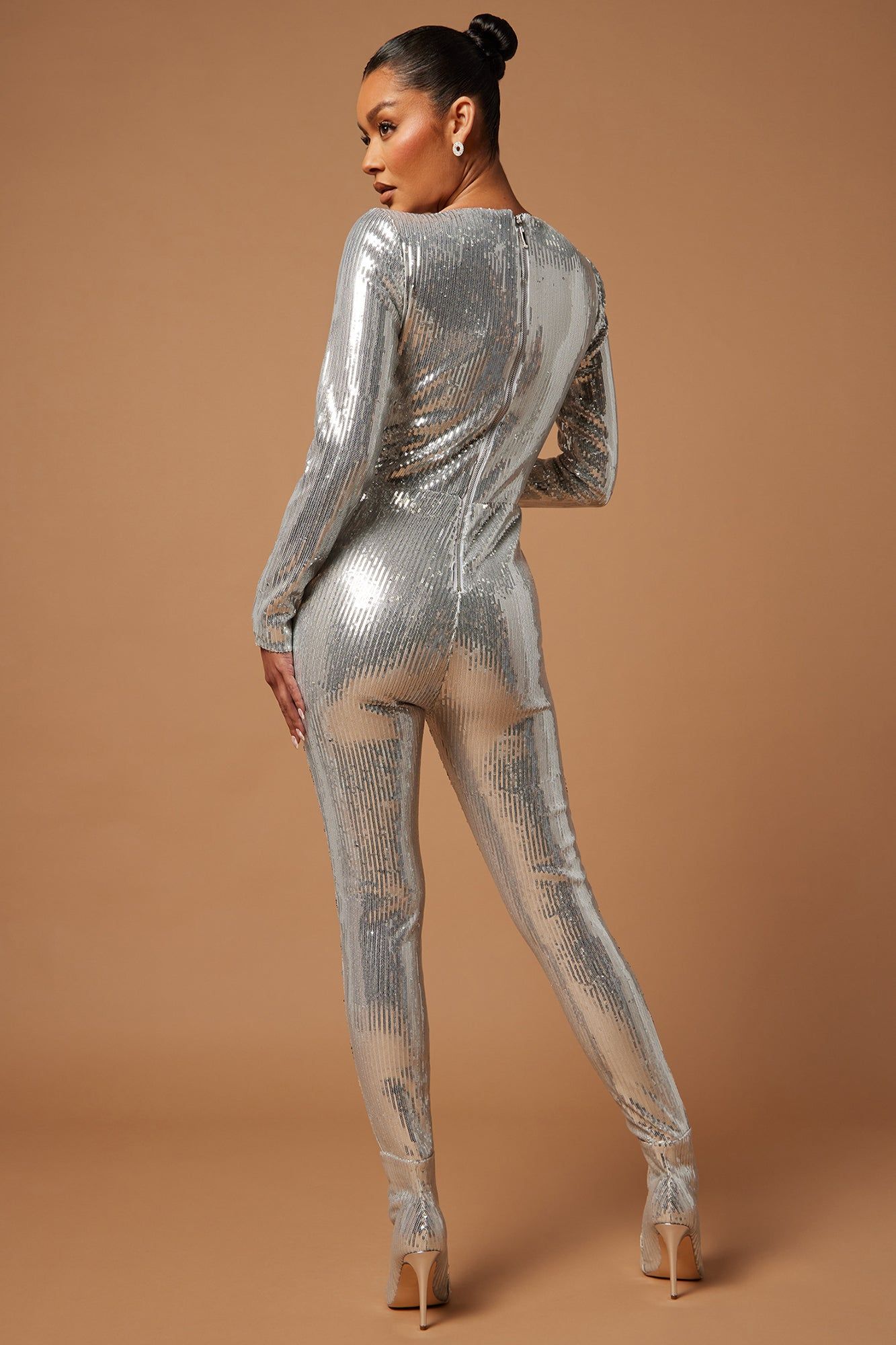 Britney Sequin Catsuit Booties - Silver sold by Fashion Nova product image thumbnail 3
