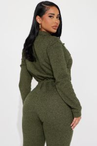 Chill Afternoon French Terry Jumpsuit - Hunter sold by Fashion Nova