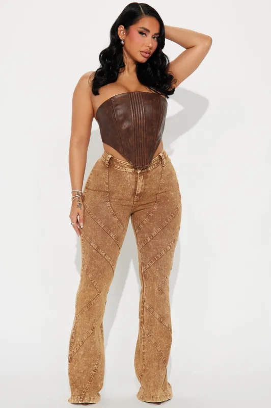 Flaunt It Washed Flare Pant - Taupe sold by Fashion Nova