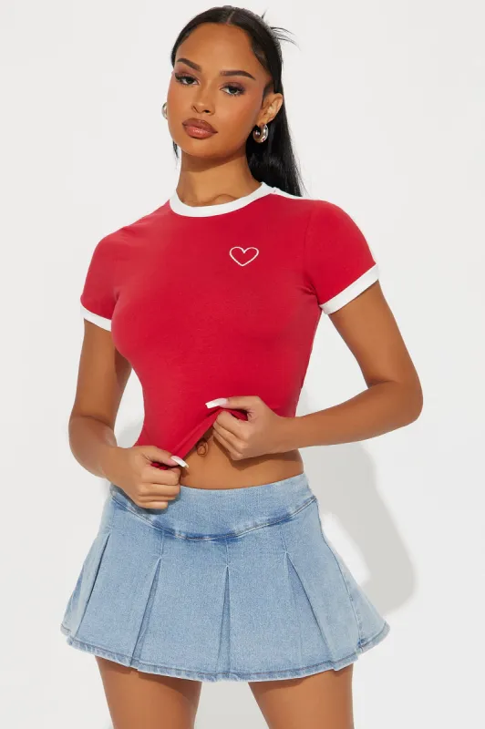 Shoot Your Shot Athletic Tee - Red sold by Fashion Nova