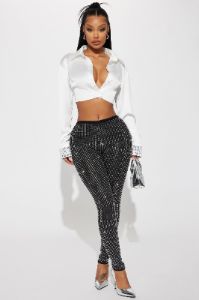 Luxurious Taste Embellished Legging - Black sold by Fashion Nova