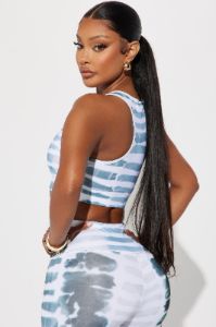 Sweat It Out Tie Dye Active Sports Bra - Blue/combo sold by Fashion Nova